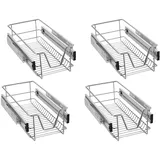 VA-Cerulean Teleskopschublade, 4 Stück Korbauszug Schrankauszug, Küchenschublade, Ausziehbare Ablage, Schlafzimmerschublade Vollauszug, 30cm Schränke, für 27cm (Innenbreite)/30cm (Außenbreite)