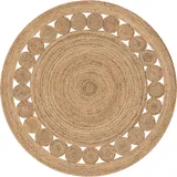 Gifiie Runder Teppich aus natürlicher Jute, Jute-Teppich – 100 % umweltfreundlich, für Ihr Wohnzimmer, Esszimmer, Schlafzimmer und Küche, hergestellt in Indien. (Nr. 1, 100 cm)