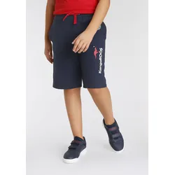 Sweatshorts KANGAROOS "Basic Sweatbermudas mit Logo-Druck", Jungen, Gr. 176/182, N-Gr, blau (marine), Sweatware, angeraute Sweatware, Obermaterial: 100% Baumwolle, bedruckt, sportlich, Basic, Hosen, Modische Kangaroos Drucke