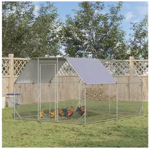 PawHut Hühnerstall 280 x 380 x 195 cm Hühnerkäfig mit Tür, Hühnergehege mit Wasserabweisendem Sonnenschutzdach, Geflügelstall für 10-12 Hühner, Oxford,