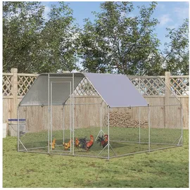 PawHut Hühnerstall 280 x 380 x 195 cm Hühnerkäfig mit Tür, Hühnergehege mit Wasserabweisendem Sonnenschutzdach, Geflügelstall für 10-12 Hühner, Oxford,