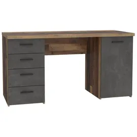 Forte Schreibtisch NETBOB, Optik: Old Wood Vintage - Beton von FORTE - Braun/Dunkelgrau