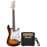 J&D ST-MINI, Kinder E-Gitarre Set, Sunburst Finish, Kabel, Verstärker, MG10G