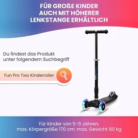 fun pro ONE Deluxe Kinder Roller – 3 Räder, 3-6 Jahre, Klappbar Höhenverstellbar, LED-Räder, Schwerkraftlenkung, bis 50 kg, Scooter Kinder, ... - Violett