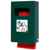 Proregal Robuster Kombiascher mit Hundekotbeutelspender | HxBxT 43x26,5x14,8cm | Stahl Grün
