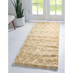 Hochflor-Läufer "Temara Shag Lagerräumung", gelb (gelb, elfenbeinfarben), B:79cm H:51mm L:183cm, Polypropylen (PP), MYFLAIR MÖBEL & ACCESSOIRES, Teppiche, Teppich-Läufer, gewebt, Rauten Design, weich & kuschelig