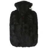 Hugo Frosch Wärmflasche Klassik Tierfelloptik, 1,8 l schwarz, aus PVC, mit abnehmbarem Hochflor-Flauschbezug