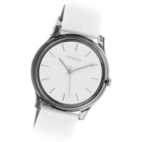 OOZOO Quarzuhr Oozoo Damen Armbanduhr Timepieces, (Analoguhr), Damenuhr Lederarmband weiß, rundes Gehäuse, mittel (ca. 36mm) weiß