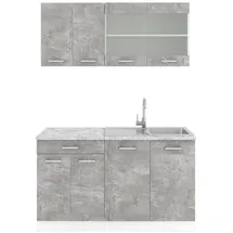 Vicco R-line Küchenzeile Single 140 cm beton optik/weiß