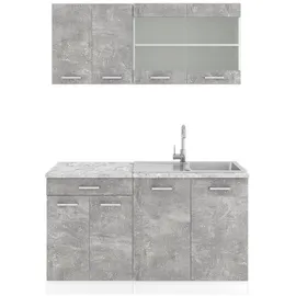Vicco R-line Küchenzeile Single 140 cm beton optik/weiß