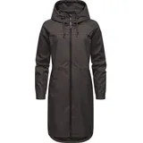 Ragwear Damen, Wasserdichte Übergangsjacke leichte Jacke lang mit Kapuze Belinka Dark Grey Melange24 Gr. S - S