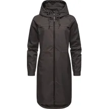 Ragwear Damen, Wasserdichte Übergangsjacke leichte Jacke lang mit Kapuze Belinka Dark Grey Melange24 Gr. S - S