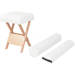 Massage-Klapphocker 12 cm dicker Sitz & 2 Nackenrollen Weiß