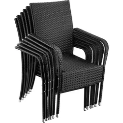 TecTake GmbH Rattanstuhl Girona, stapelbar, Belastbarkeit 120 kg  6er Set