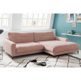 KAWOLA Ecksofa Cara Cord Recamiere rechts rosa