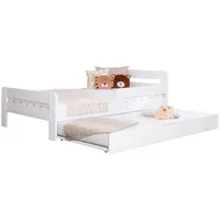 TICAA Einzelbett Kinderbett Jugendbett, Bennet mit Zusatzbett Rausfallschutz & Lattenrost für Schlafzimmer, Kinderzimmer Kiefer Massivholz Bettgestell 90 x 200 cm