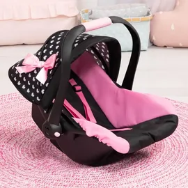 Bayer Design 67960AA Puppenautositz EasyGo, Puppensitz, Puppenzubehör, mit Dach, verstellbarem Griff, Rosa, Schwarz, Herzen
