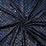 FINGERINSPIRE Meerjungfrauenschuppen Stoff 100x150 cm Schwarz Glitzerndes Hologramm Elastan Meerjungfrauen Druck Fischschuppen 2 Wege Stretch Meerjungfrauen Fischschuppen Stoff