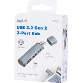 Logilink USB 3.2 (Gen2) Hub, Aluminiumgehäuse mit Status-LEDs Spacegrau