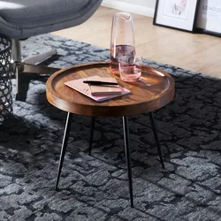 Kadima Design Massiver Beistelltisch aus Sheeshamholz und Metall, Industrial-Design, vielseitig einsetzbar, 50 kg Belastbarkeit. 46x46x40 cm