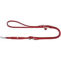 Hunter Verstellbare Führleine Round & Soft Love, rot, weiches Rindnappaleder, rundgelegt, 3-fache Verstellmöglichkeit, eingenähtes Herz, Handarbeit, Made in Germany, Größe: 6/200