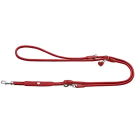 Hunter Verstellbare Führleine Round & Soft Love, rot, weiches Rindnappaleder, rundgelegt, 3-fache Verstellmöglichkeit, eingenähtes Herz, Handarbeit, Made in Germany, Größe: 6/200