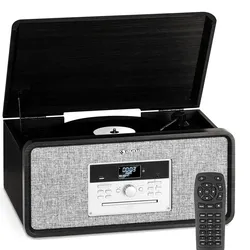 Bella Ann Stereoanlage Plattenspieler Radio DAB+/UKW USB Bluetooth Schwarz