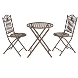 [en.casa] Bistroset Biella 3-tlg. klappbar Metall Edelrost-Braun
