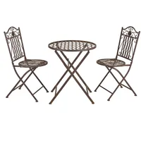[en.casa] Bistroset Biella 3-tlg. klappbar Metall Edelrost-Braun