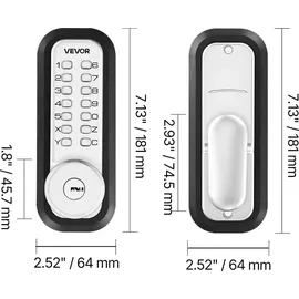Vevor Mechanisches Codeschloss Einseitig 4- bis 7-stelliger Code Silber