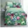 KAEPPEL Mako-Satin Wildblumen Grün 155 x 220 cm + 80 x 80 cm