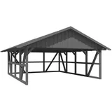 SKANHOLZ Satteldach Doppelcarport 6,84 x 7,72 m grau mit Rückwand