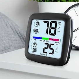 casativo Digitales Präzisions-Thermo-Hygrometer Schwarz