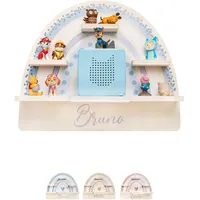 wunderwunsch® - Personalisiertes Tonie Regal für Kinderzimmer - Magnetisches Toniebox Regal für Toniebox & Figuren mit abgerundeten Ecken & Kanten (Regenbogen blau)