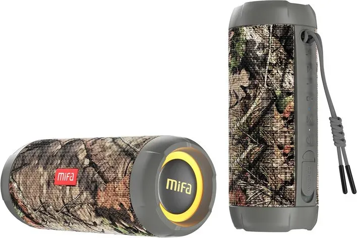 Mifa WildRod Tragbarer Bluetooth-Lautsprecher, Kabelloser Lautsprecher für draußen, Bluetooth 5.3-Streaming, IP67 wasserdicht und staubdicht – Tarnmuster