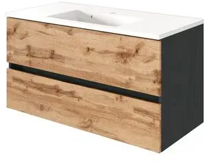 Held-Möbel Waschtischunterschrank Lucca Holzoptik Braun Eiche 100 cm