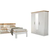 Schlafzimmer-Set OTTO HOME "Westminster", weiß, B/H: 90cm x 200cm, Schlafzimmermöbel-Sets, beinhaltet 1 Bett, Kleiderschrank 3-türig und 1 Wandpaneel