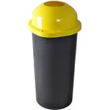 KUEFA HD-EW 60 Liter Mülleimer, Müllsackständer mit Einwurf-Scharnierdeckel und Befestigungsring für den Gelben Sack, Sammelbehälter für Pfandflaschen, Leergut (Gelb)