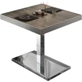 GGM Möbel BM | Bistrotisch | B:T:H 80 x 80 x 77 cm | Light Wenge / Edelstahl | Quadratisch | Edelstahl Rand