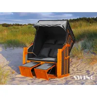 Swing&Harmonie LED - Strandkorb XXL - 118cm inkl. Abdeckcover Volllieger Ostsee Sonneninsel Rattan Möbel Polyrattan - versch. Ausführungen