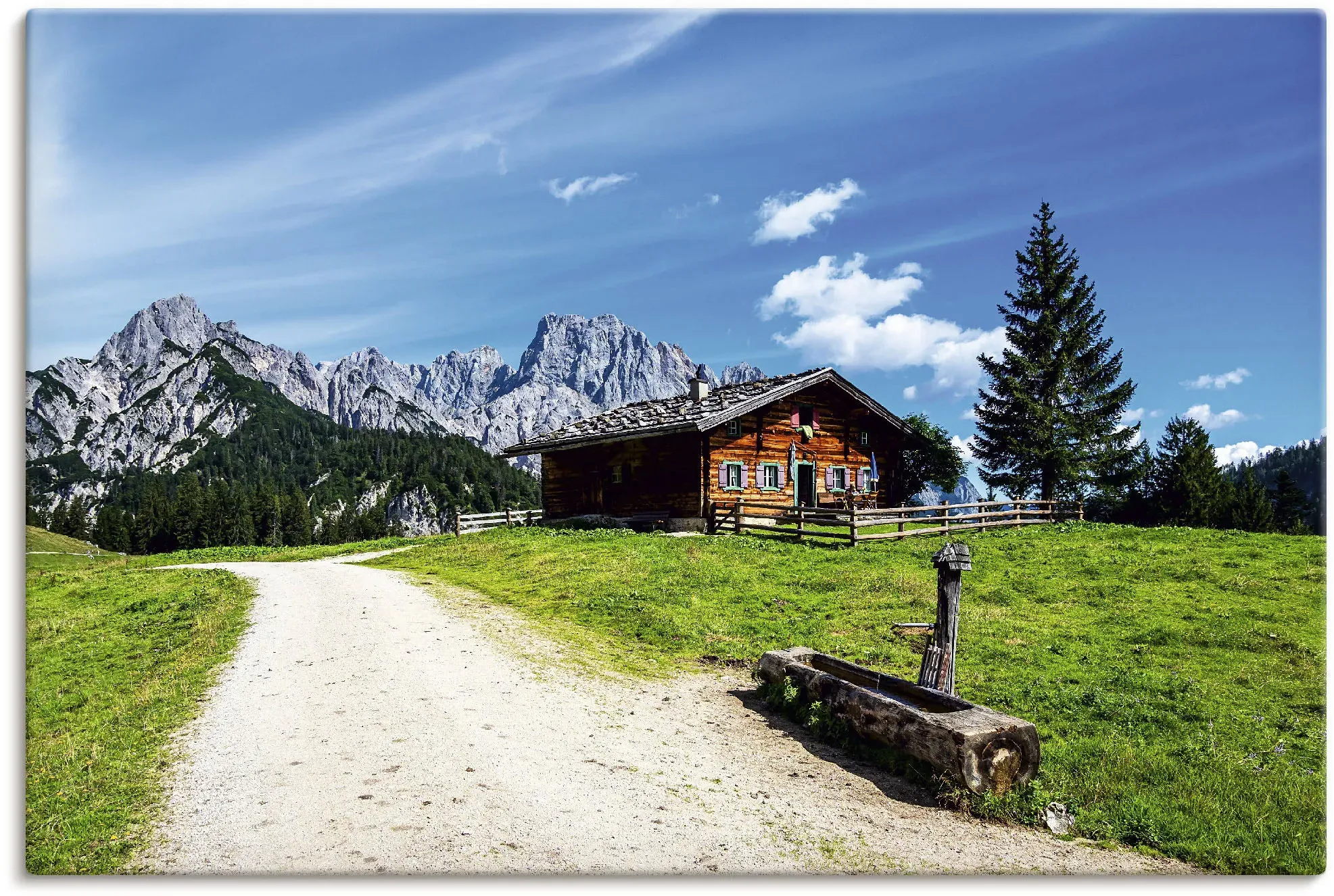 Artland Leinwandbild »Blick auf die Litzlalm mit Hütte«, Berge & Alpenbilder, (1 St.), auf Keilrahmen gespannt Artland grün