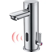 Gangang Infrarot Wasserhahn Bad mit Sensor Automatik Berührungsloser Waschtischarmatur Induktion Badarmatur Armatur Waschbecken Mischbatterie Einhebelmischer für Badezimmer