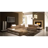 JVmoebel Ecksofa XXL Wohnlandschaft U Form Ledersofa Polster Ecksofa Sofa Couch Leder, Made in Europa braun