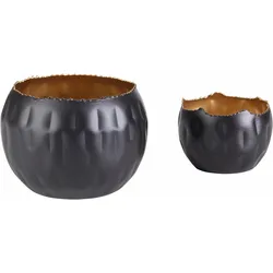 Teelichthalter HOME AFFAIRE "black&gold", gold (schwarz, goldfarben), Aluminium, Kerzenhalter