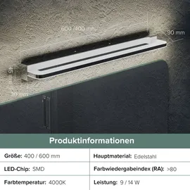 doporro LED Badlampe Spiegellampe 4000K Badezimmer Lampe led Wandleuchte Chrom 9W SparkLuxe
