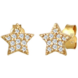 Elli DIAMORE Ohrringe Damen Ohrstecker Sterne Astro Trend Diamant (0.11 ct.) 585 Gelbgold