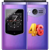 HAMTOD T8 Klapphandy Seniorenhandy Handy Ohne Vertrag Rentner Tastenhandy 2,8 Zoll Farbdisplay 1500mAh Akku, SOS Notruftaste, Taschenlampe, Lila - Lila
