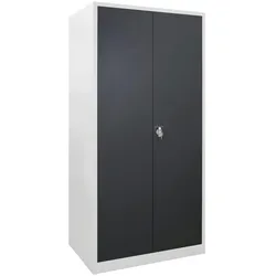 PROREGAL Flügeltürschrank Owl mit 4 Fachboden | HxBxT 195x95x60cm | Lichtgrau/Anthrazitgrau