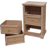 MCW Kommode MCW-K87, Schubladenschrank Schrank, Holz Rattan 63x40x28cm ~ naturfarben