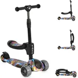 Byox Kinderroller Rumble Sitz, Musik, Lichter, höhenverstellbar, PU-Leuchträder bunt